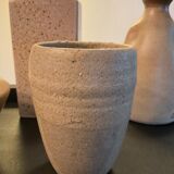 Series of 5 vintage beige ceramic vases