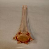 Soliflore vintage en verre rose pied en étoile.
