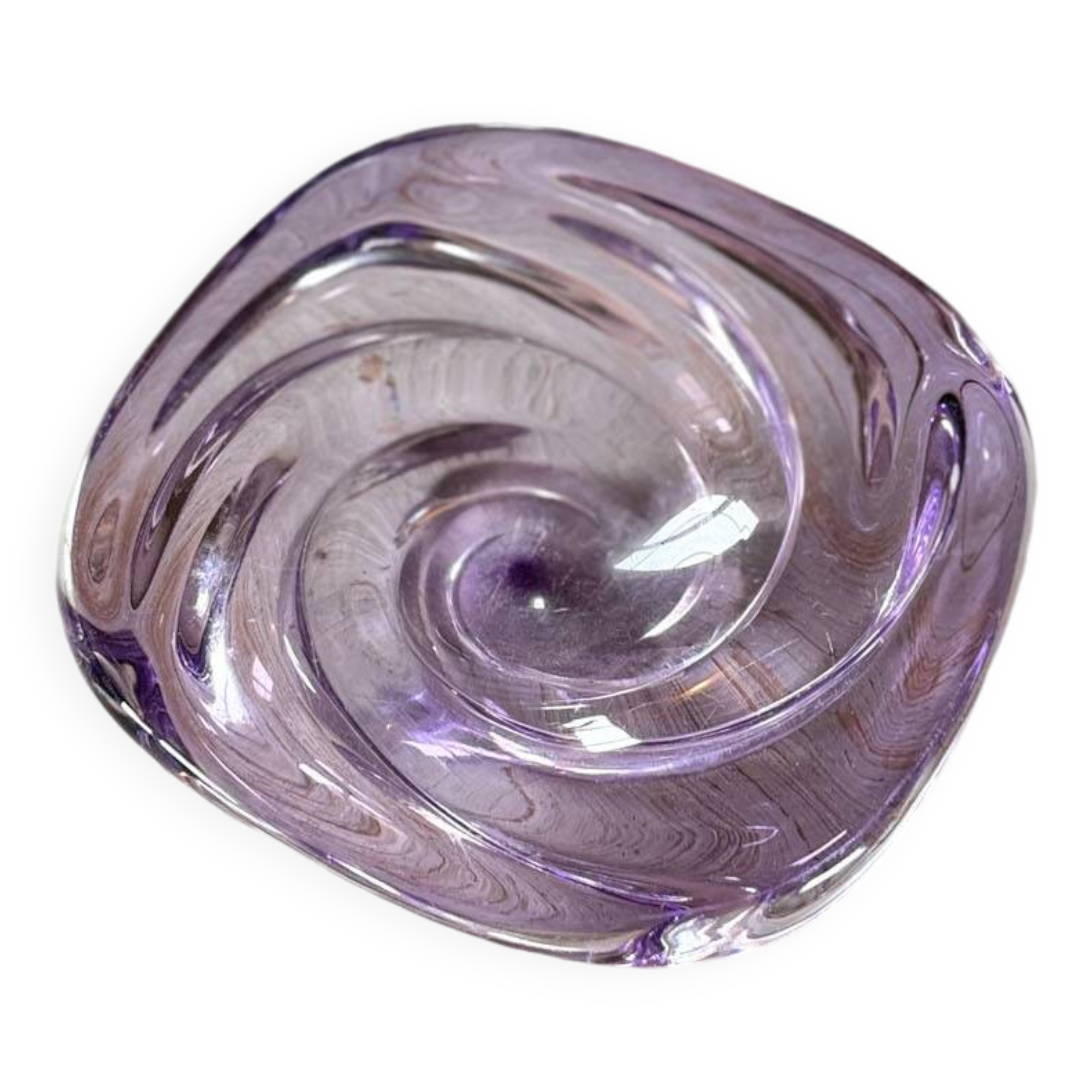 Cendrier en verre violet