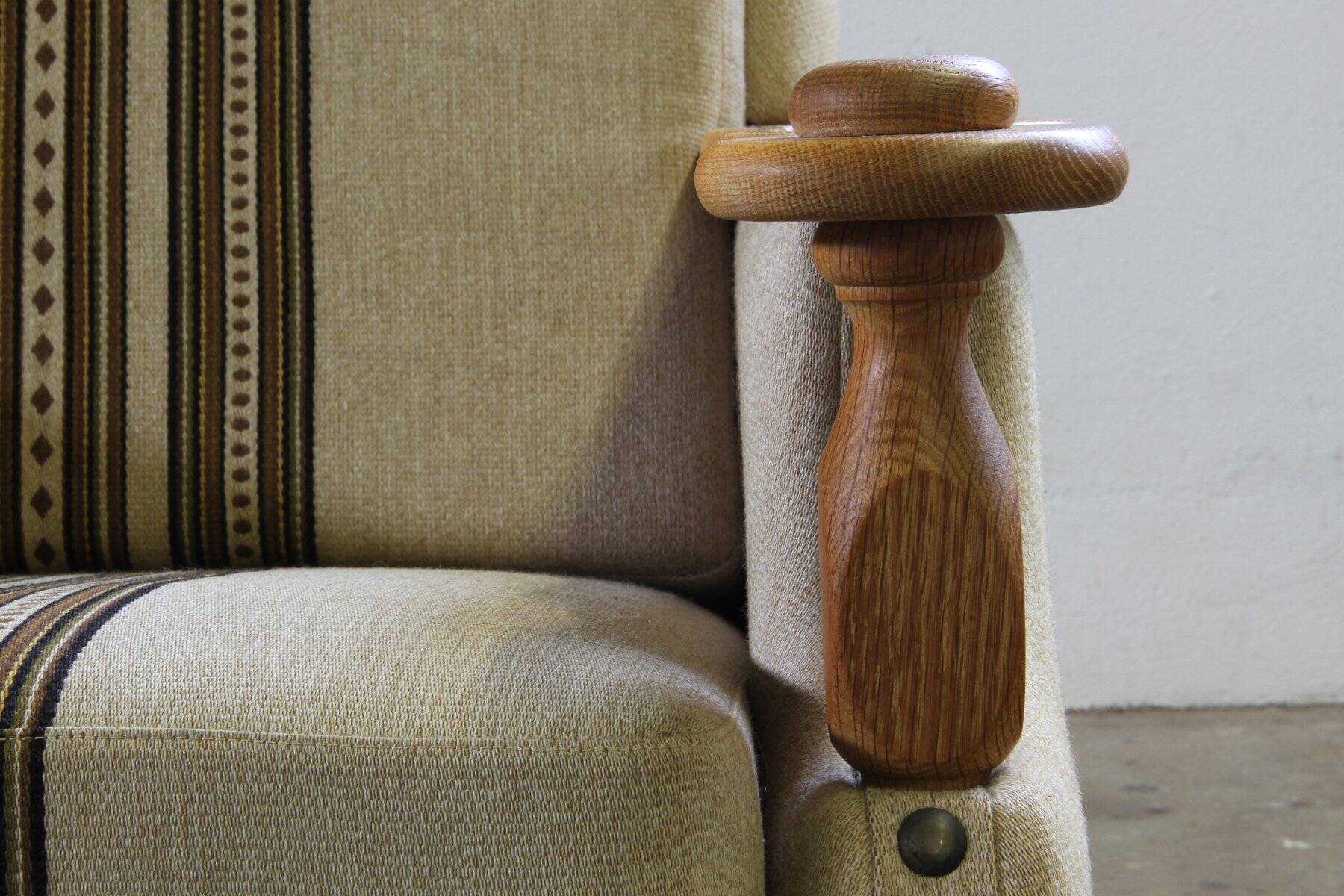 Chaises longues en chêne à dossier bas et haut dans le style de Henning Kjærnulf, Danemark, années 1960, ensemble de 2.