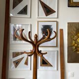 Light wooden parrot coat holder 6 patères