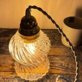 Vintage portable lamp in electrified chiseled glass to nine