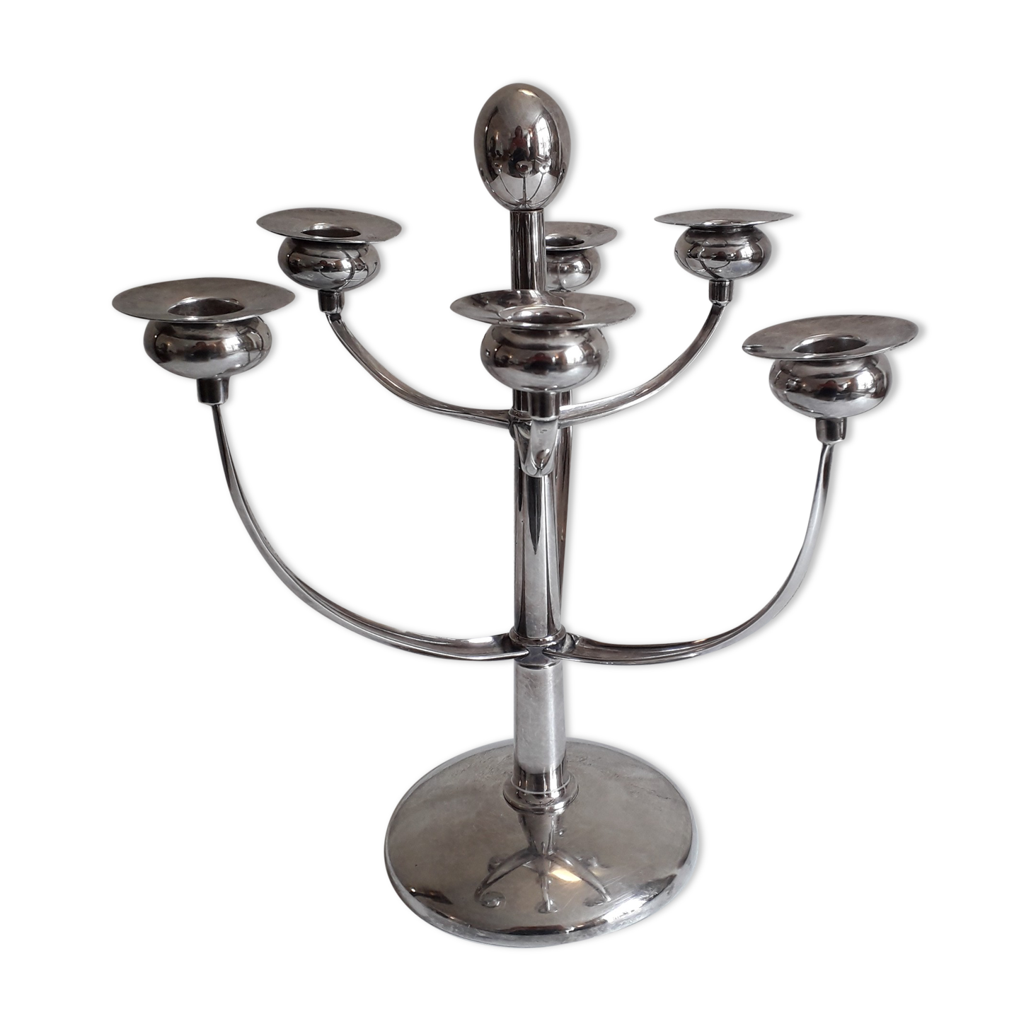 Silver metal chandelier by Gustav Beran for Keltum