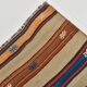 Beige & Orange Striped Wool Kilim Rug, 120x146 Cm