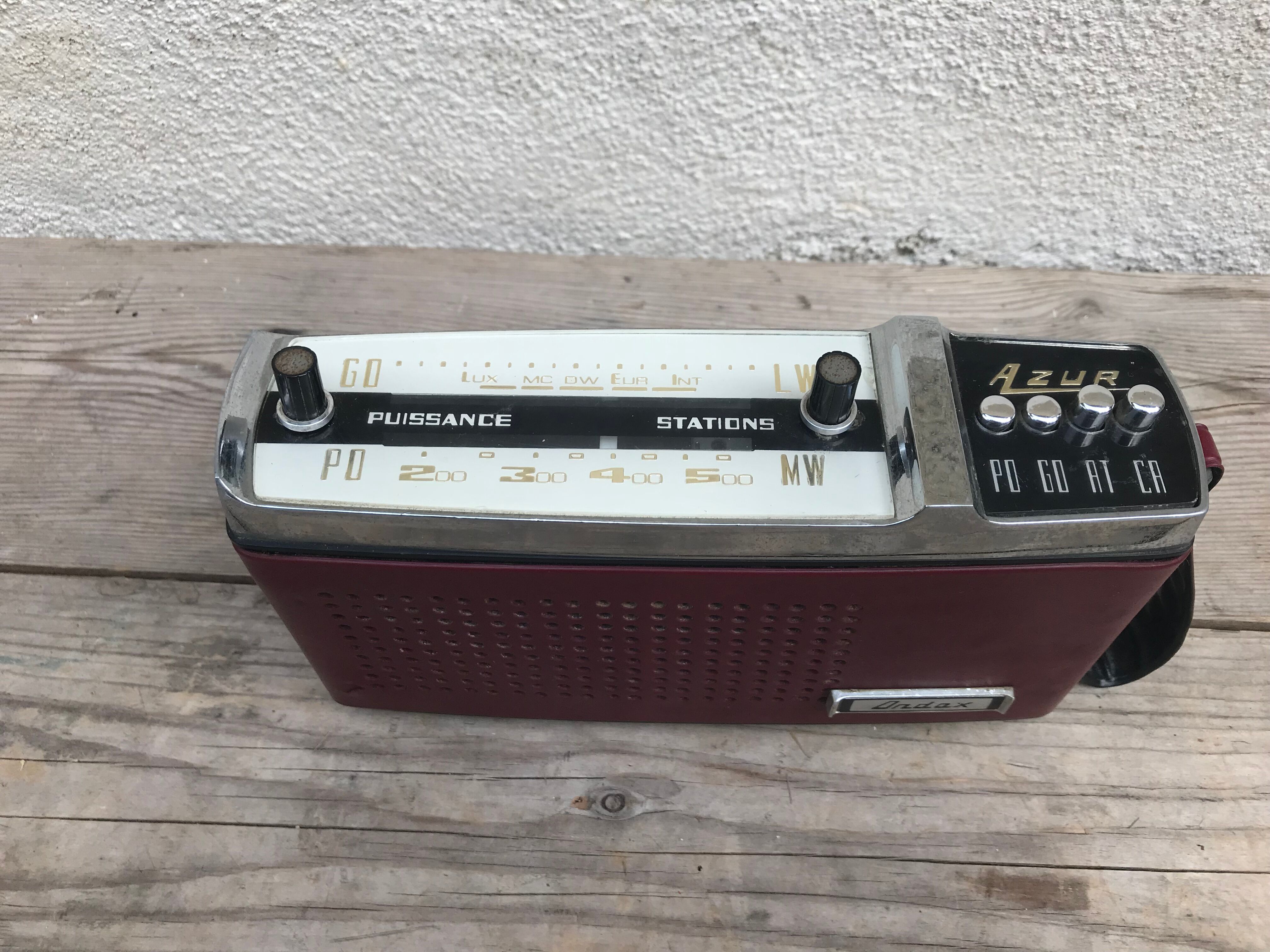 Former radio portable ondax blue leather red