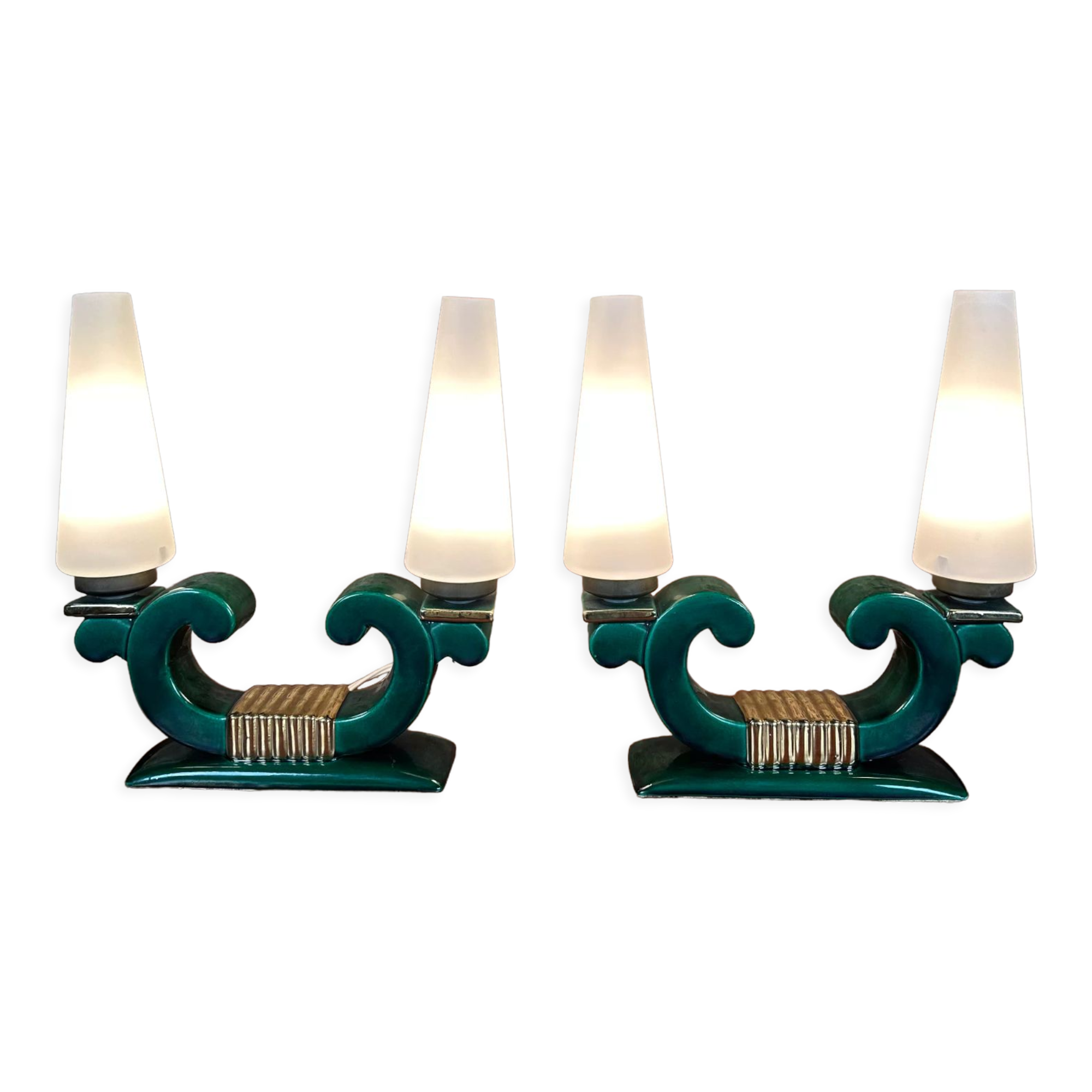 Lamps Art Deco period in ceramic Saint Clement