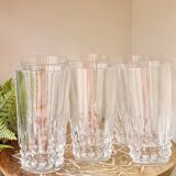 Set of 6 high crystal glasses with diamond tips
