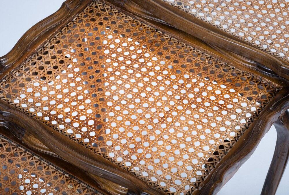 Vintage Nesting Tables with Rattan and Glass Top by Jason Møbler, 1960s, Set of 3