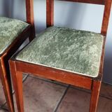 Pair art deco chairs in green velvet