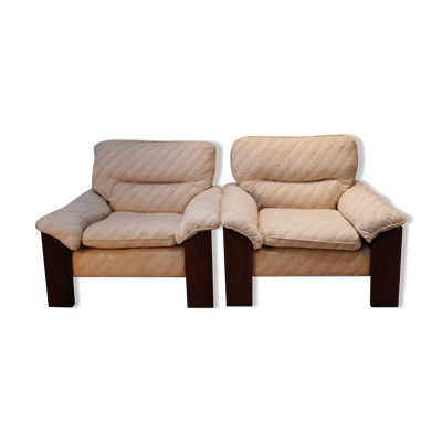 Paire de fauteuils italien en noyer 1970