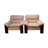 Pair of Italian armchair in Walnut 1970