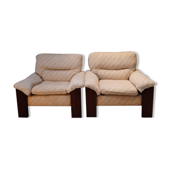 Pair of Italian armchair in Walnut 1970