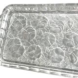 Plateau de service Art Déco en verre - fleurs pensées Vallerysthal Portieux