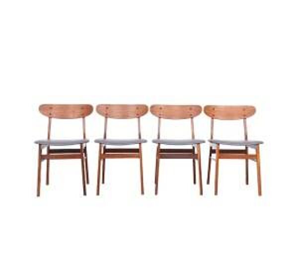 Chaises en teck Farstrup en teck et skaï, années 1960, retapissées
