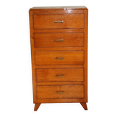 Medium oak 5-drawer chest of drawers 1960