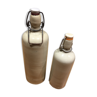 Lot of two bottles glazed old water bottles