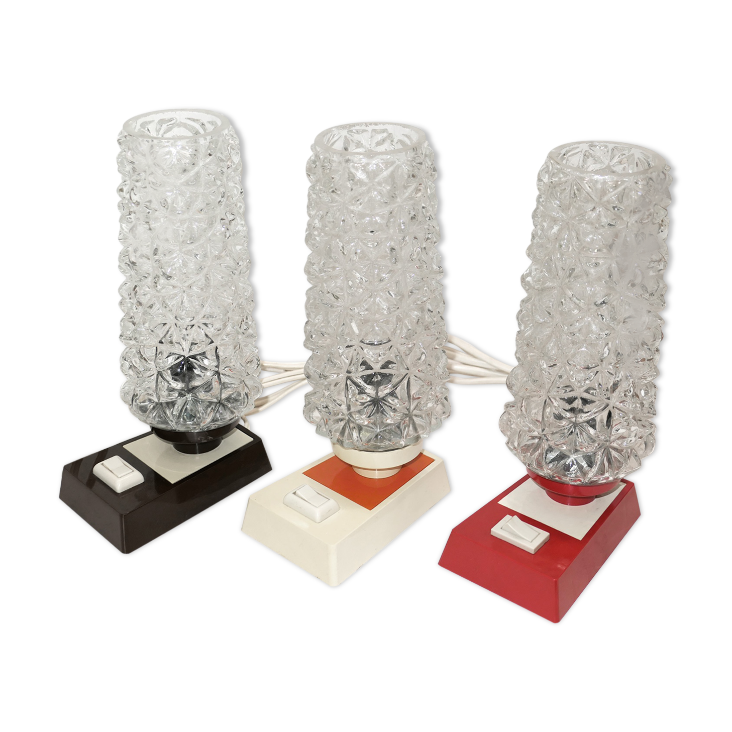 Trio of vintage bedside lamps 1960s-70s
