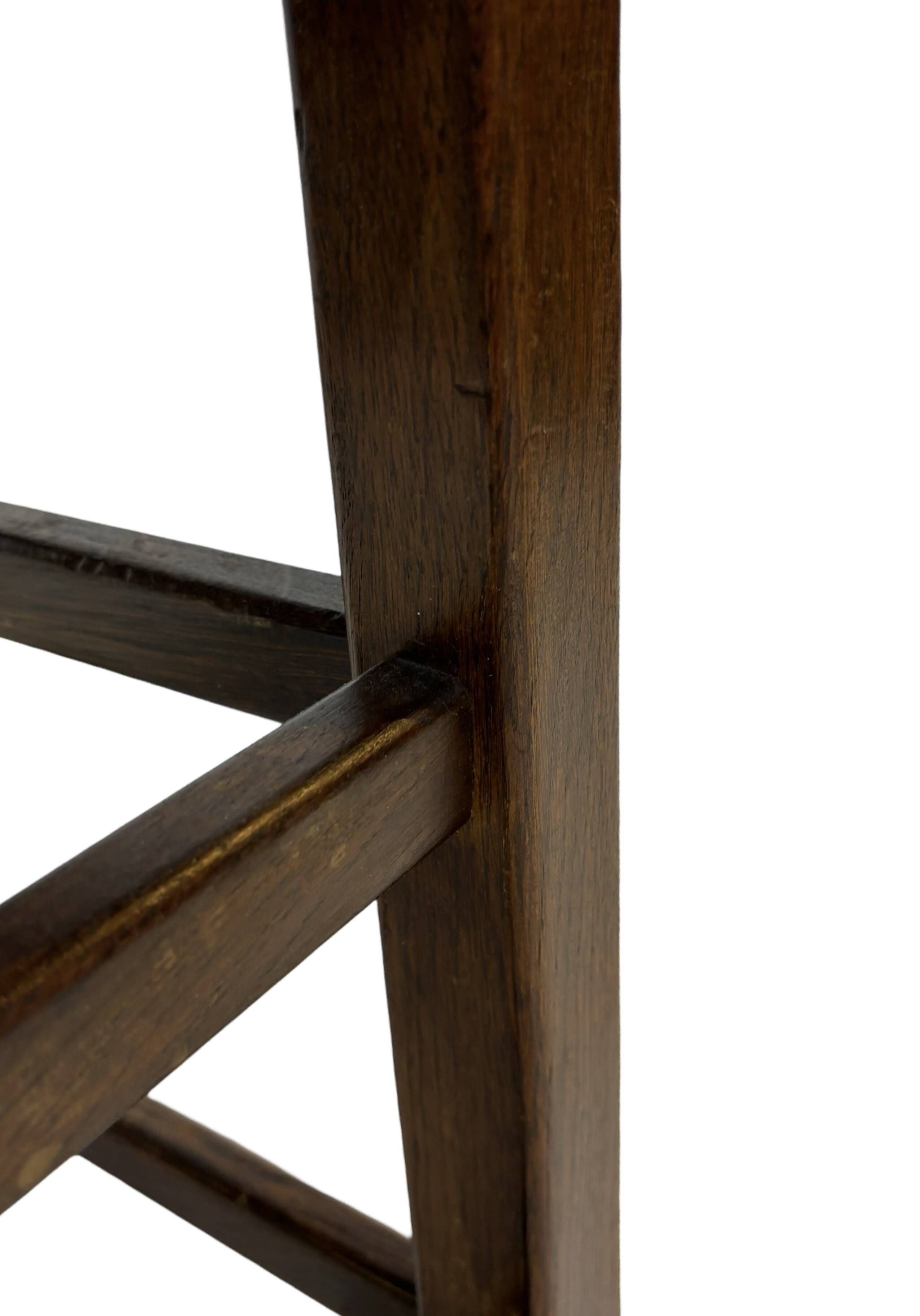 Vintage wooden stool straw seat 60s minimalist design