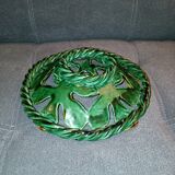 Vintage basket made of woven and glazed ceramic