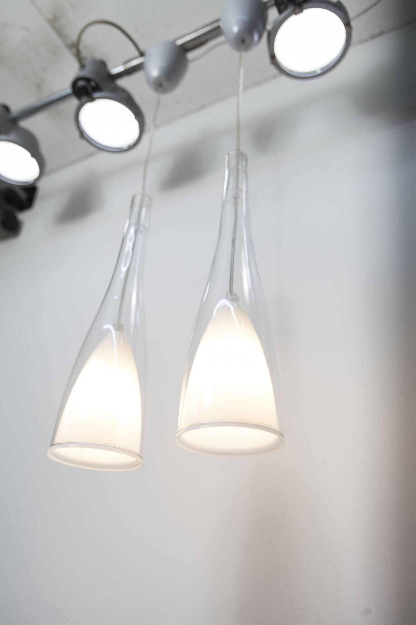IKEA Klockspel 1980 pair of pendant lights cleaned and functional.