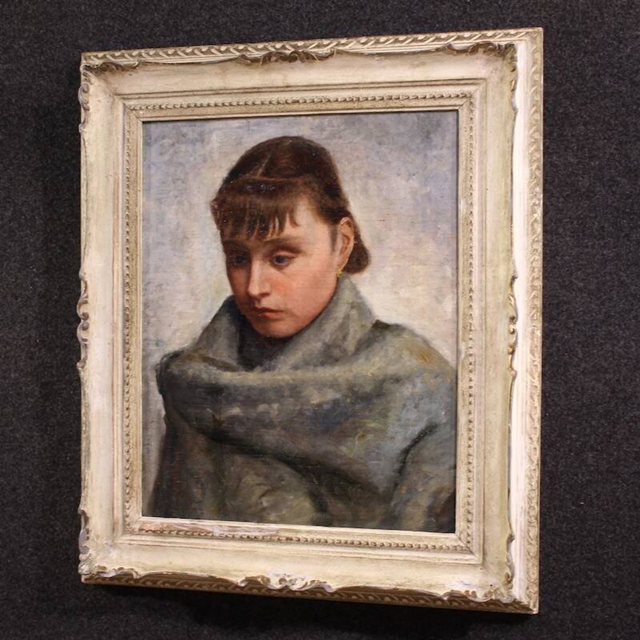 Italian painting portrait of a woman in Impressionist style