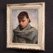 Italian painting portrait of a woman in Impressionist style