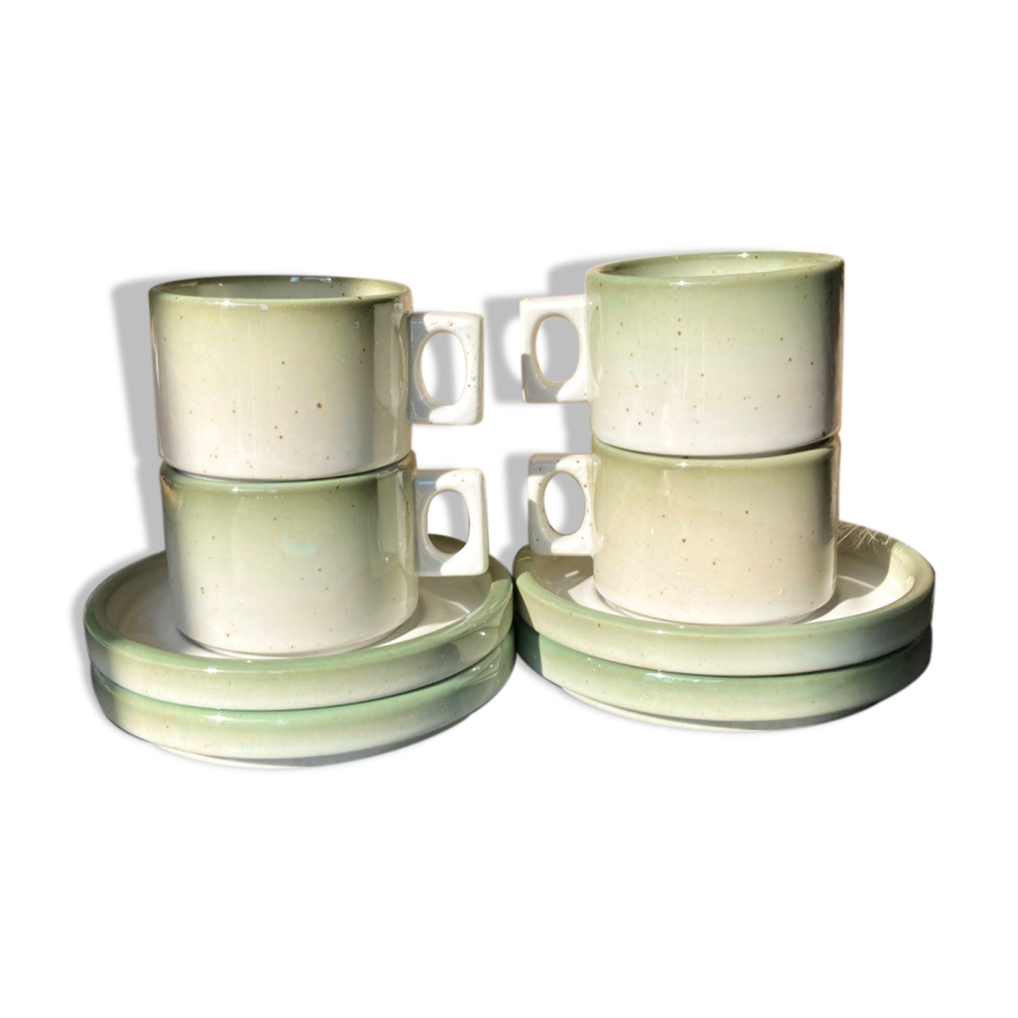 4 cups Brenne sandstone and saucers