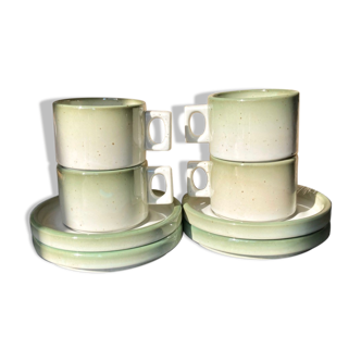 4 cups Brenne sandstone and saucers