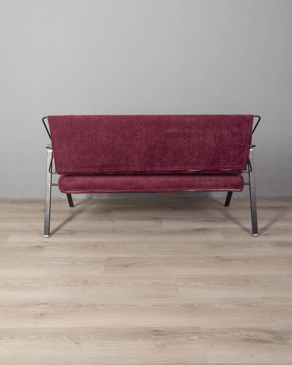 Vintage 70s burgundy fabric sofa Formanova design