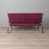Vintage 70s burgundy fabric sofa Formanova design