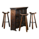 Spanish Rustic Brutalist Dry Bar Counter with matching Barstools