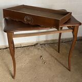 Oak desk and oak veneer with a large Louis XV style drawer