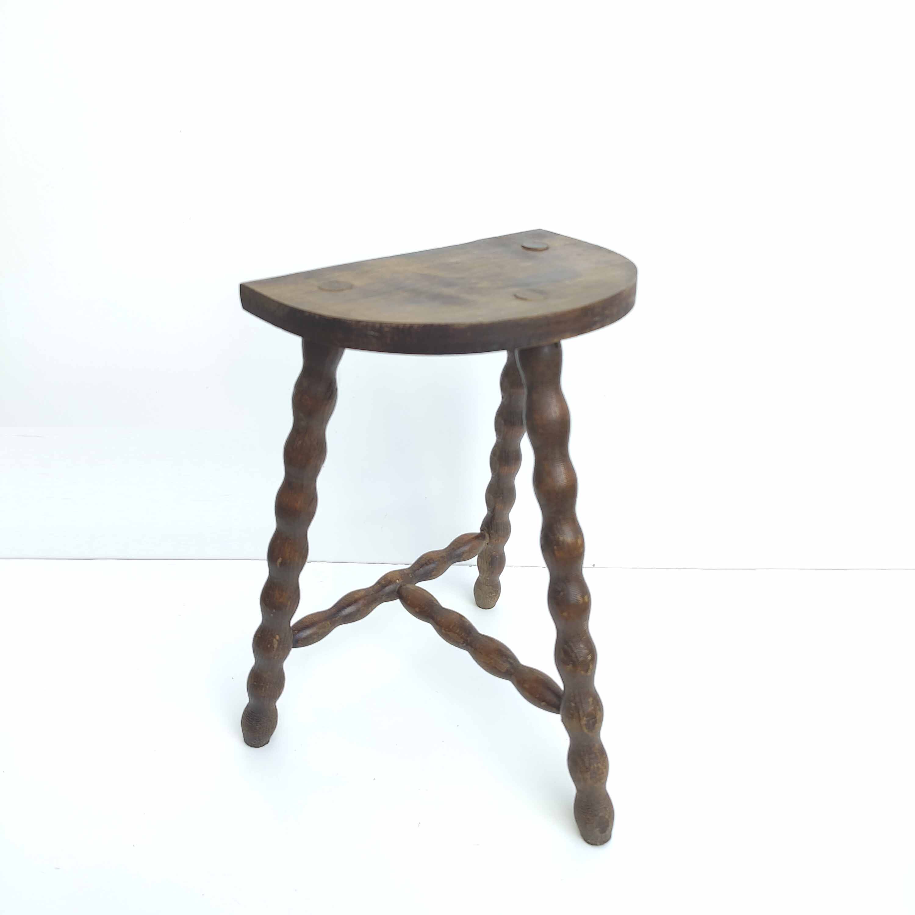 Tripod stool solid wood beaded feet