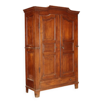Antique cherry wood wardrobe with drawers, Italy, 19th century
