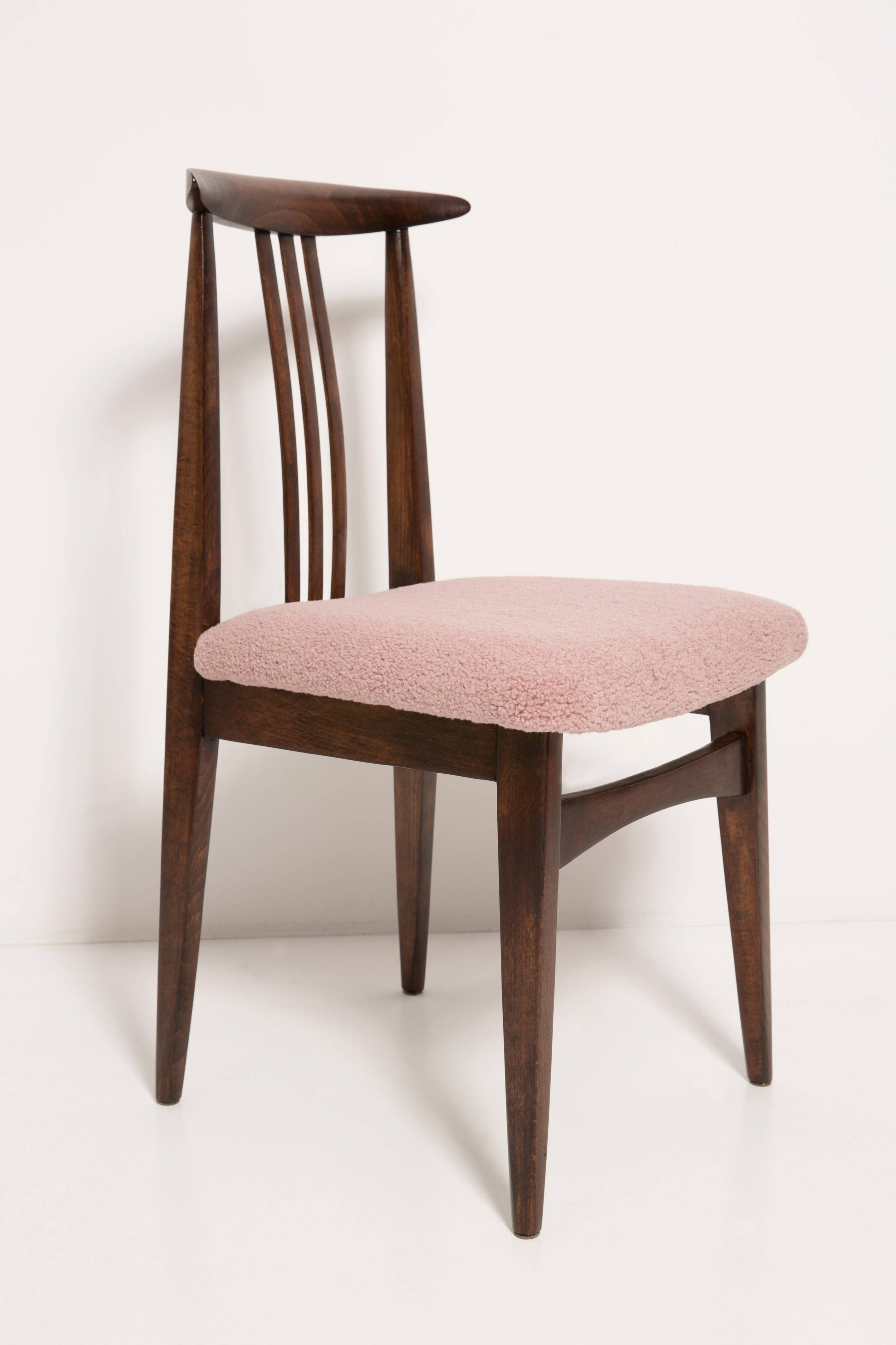 Blush Pink Bouclé Chair, Mid-Century Modern, designed by Mr. Zielinski, Europe, 1960s