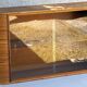 Vintage Glass Wall Shelf in Wood and Rattan, Rounded Corners