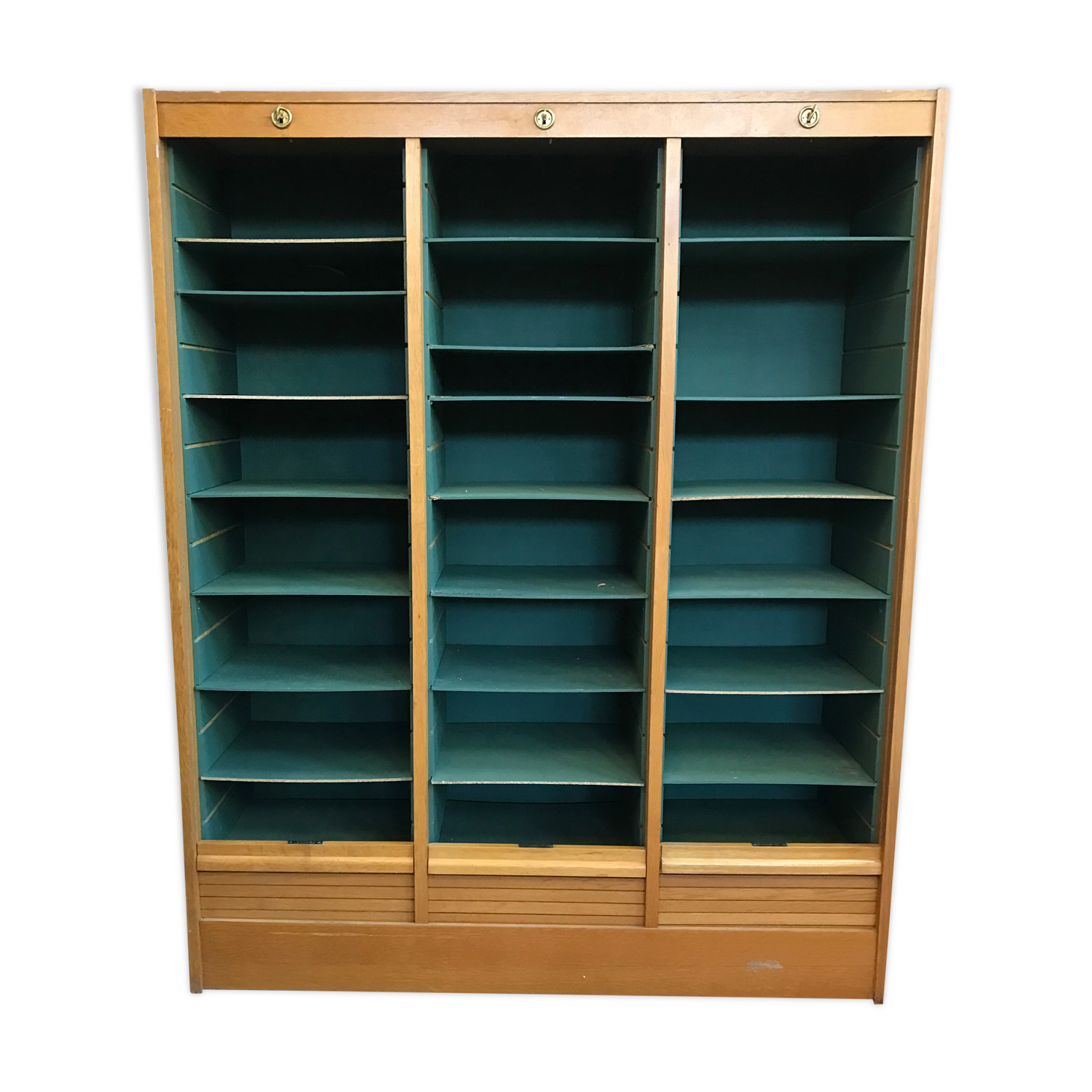 Triple oak notary filing cabinet