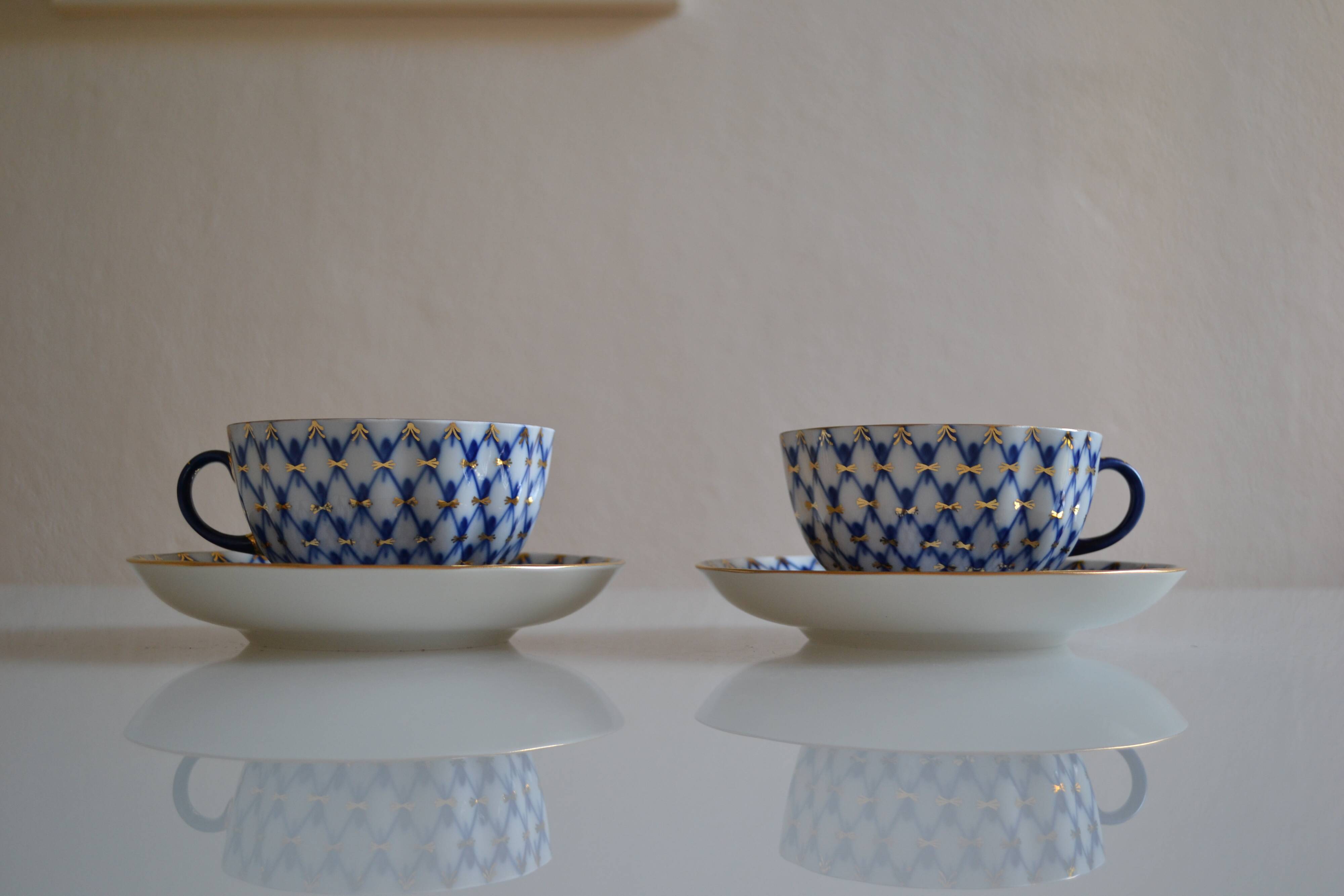 2 Russian Lemonosov porcelain tea cups