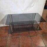 Smoked glass and brass coffee table from the 1970s.