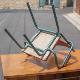 School teacher's chair in imitation leather and tubular metal