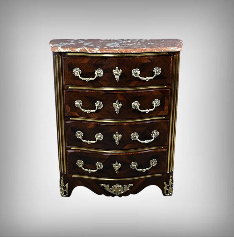 Commode en Marqueterie de Palissandre, style Régence, époque Napoléon III –