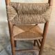 Brutalist vintage beech chair and mid-century straw