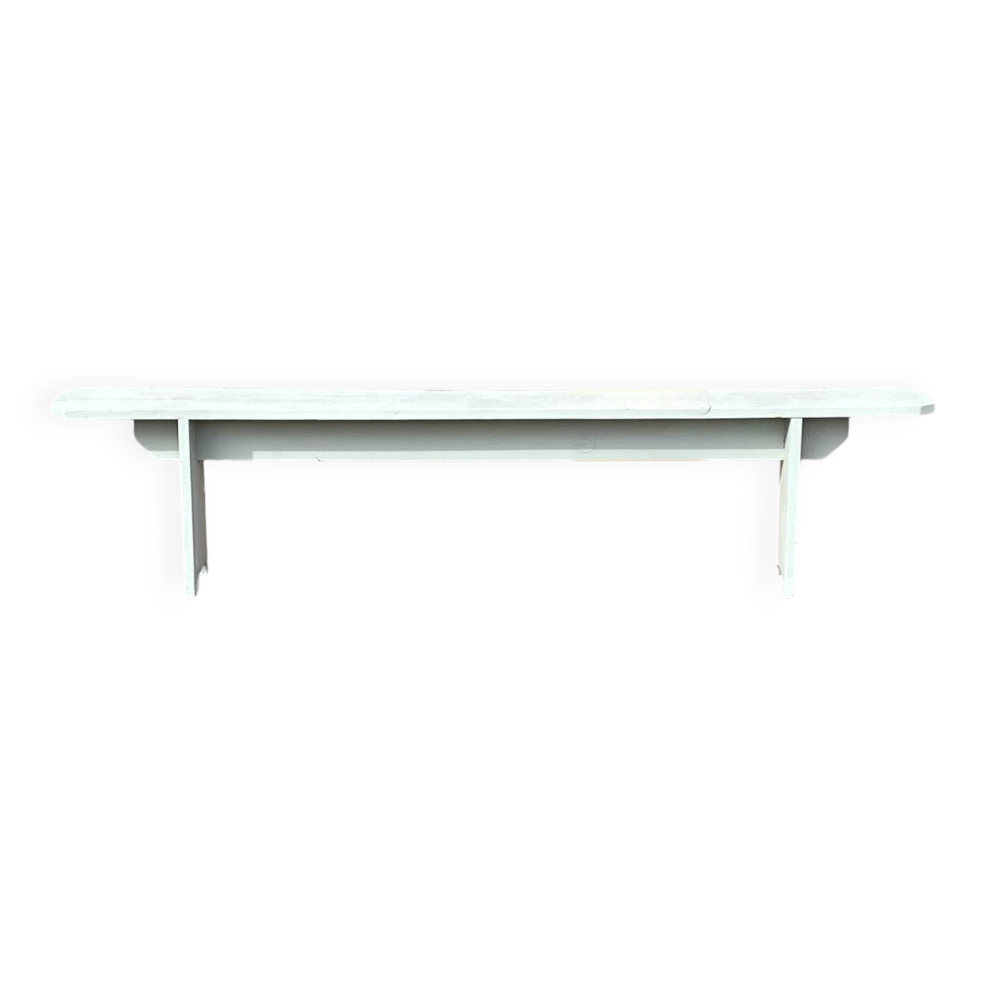 Wooden bench painted white, French craftsmanship.