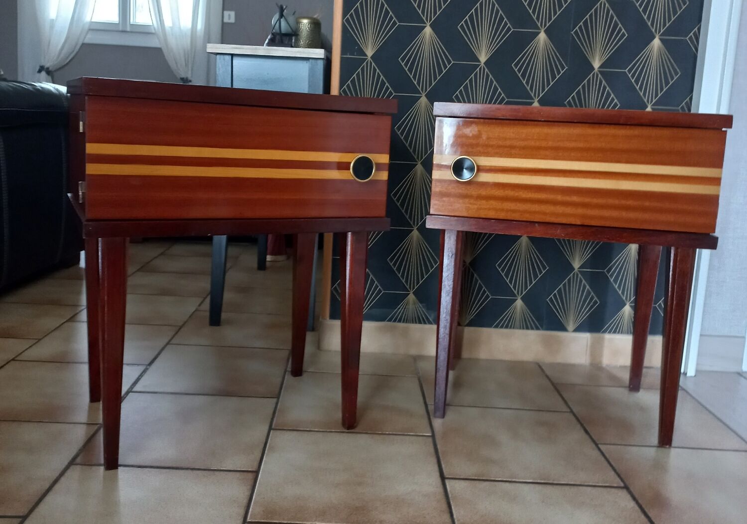 Paire de chevets formica