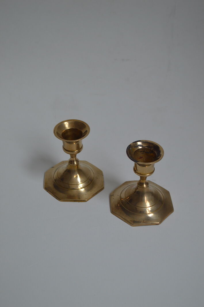 Pair of brass candle holders