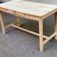 Parisian desk from the 1940s stripped to raw solid wood, 120cm.