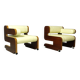 Pair of Mahogany Club Chairs upholstered in leather, 1970s