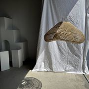Suspension or rattan lampshade in the shape of a cloud or flattened bubble D60 H35