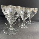6 water glasses – guilloche blown crystal