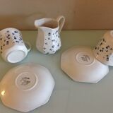 White ceramic tea set with blue flowers / vintage 70s